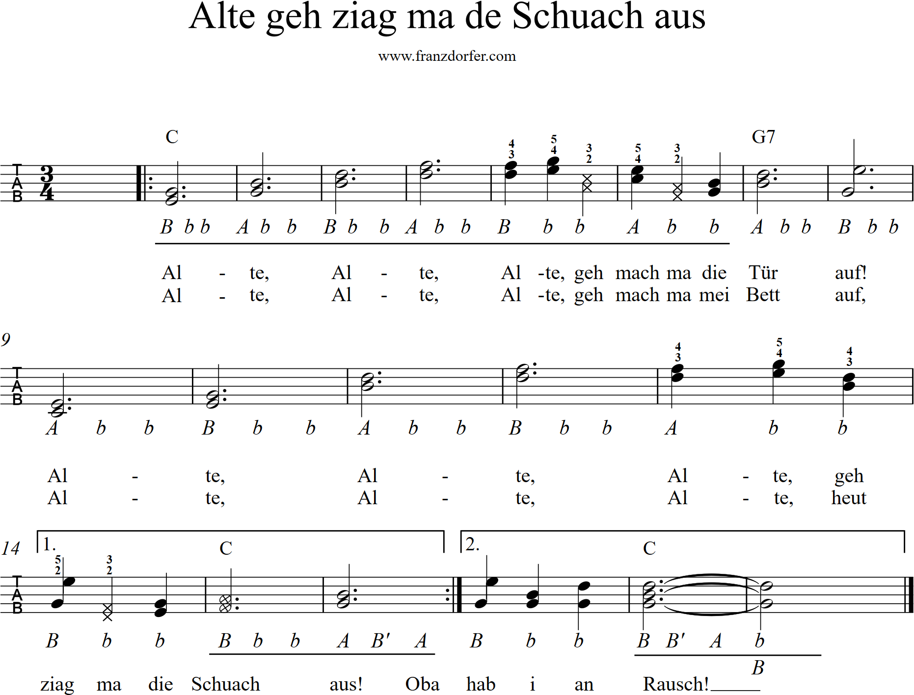 griffschrift, sterische lernen, Alte geh ziag ma de Schuach aus